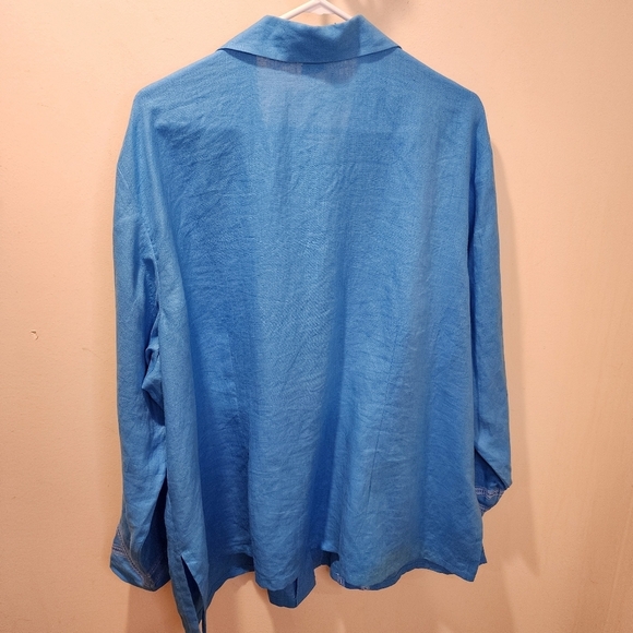 DAVID DART Women's 100% Linen Long Sleeves Button dowm Shirt Plus size 2X - Picture 10 of 11